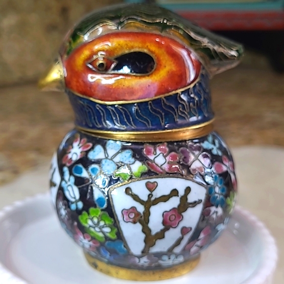 Vintage Cloisonne Pheasant trinket box - Picture 2 of 5